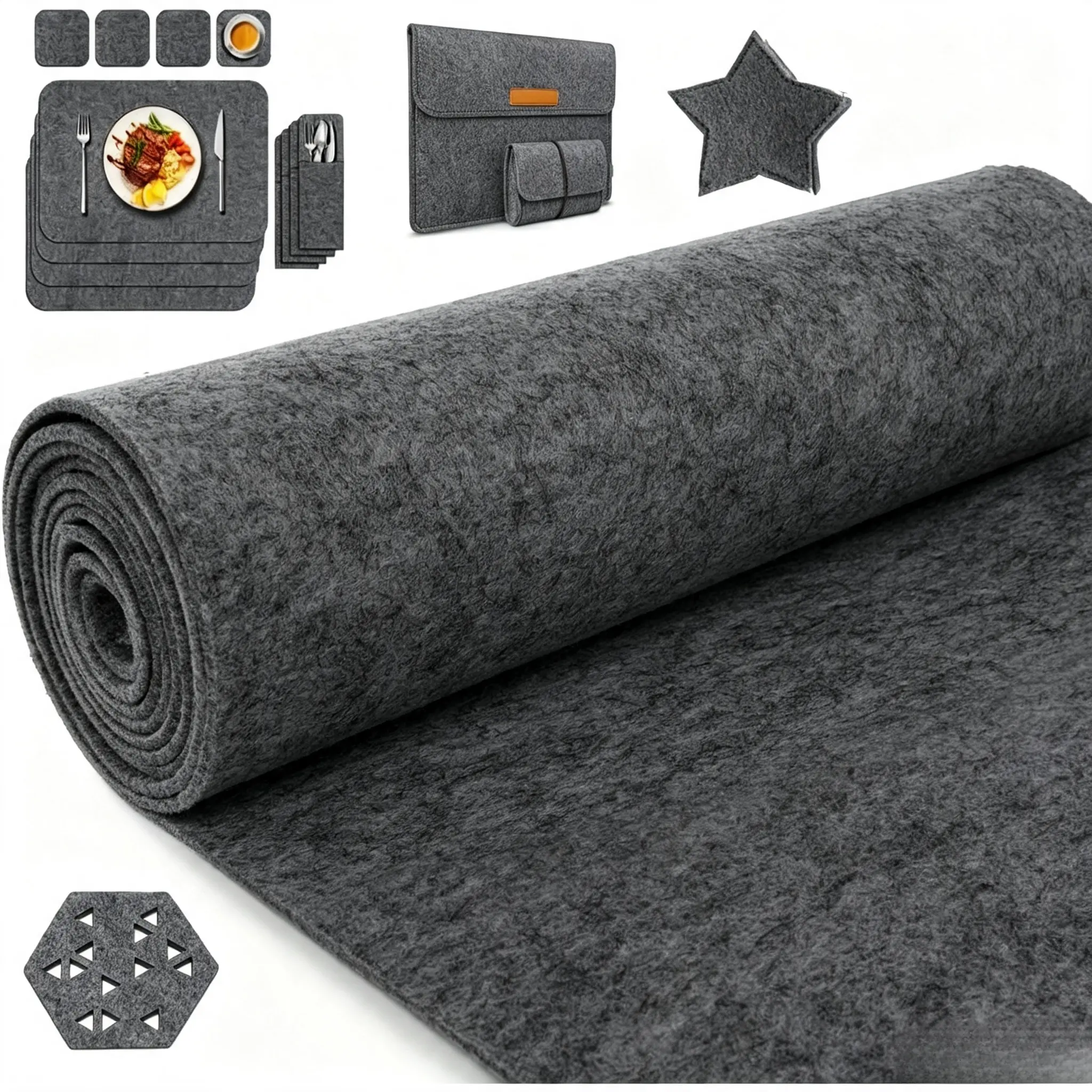 Heavy-Duty Grey Felt Fabric Sheet - 2mm Thick, 90×180cm, Non-Slip, Oil-Absorbing DIY Sewing Craft Material for Beginner Handcrafters, Storage Bag Making, Heavy-Duty Felt