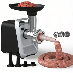 Electric meat grinder, 120v, material abs shell + cast aluminum meat grinder, sausage stuffer, three winches, sausage pusher, suitable for home cooking and pet food, easy to clean, strong stainless steel meat grinder for kitchen - Christmas gift Air Fryer