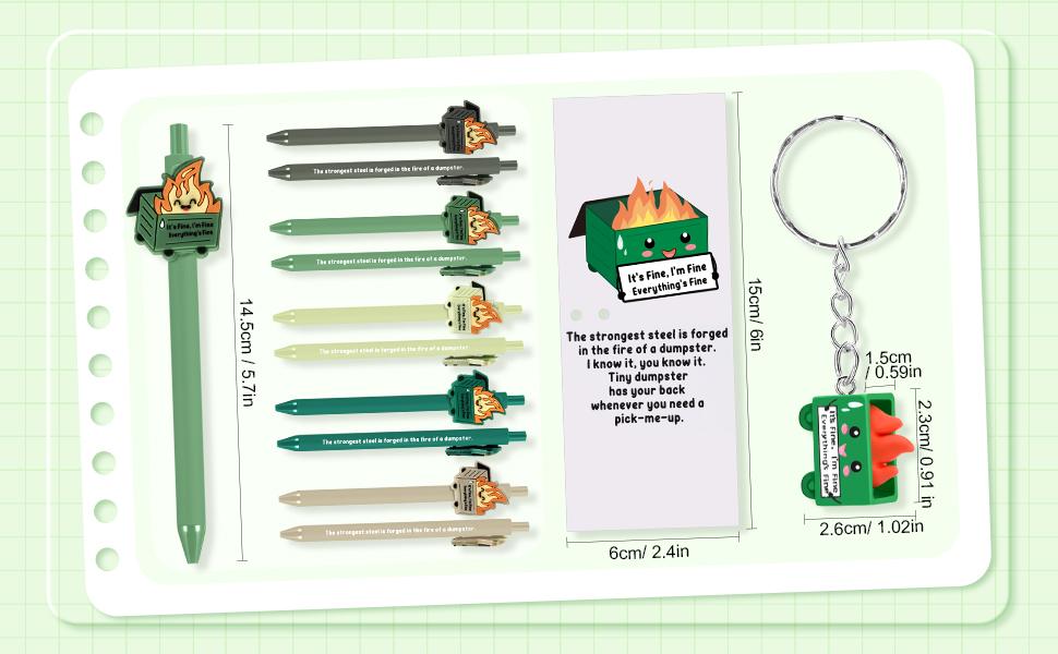 Dumpster Fire Pens Funny Luminous Ballpoint Pen for Easter Office Gift Emotional Support Dumpster Fire Easter Party Positive Gift for Coworkers Teacher Employee Appreciation Gift School Ofiice Supplies New Year Gifts