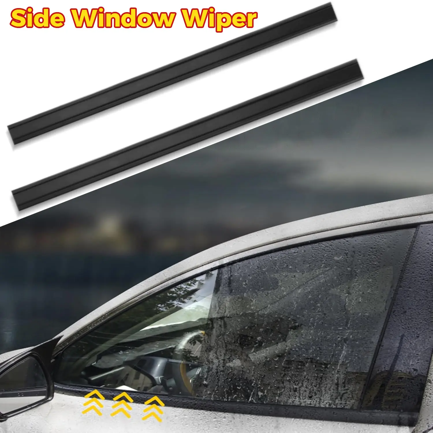 Universal Car Side Window Wiper 2-Pack, 40cm Rubber Strip - Clears Rain on Contact, Eliminates Streaks, Self-Cleans, All-Weather Visibility Tool for Cars & SUVs Safe Driving