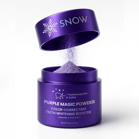 SNOW Purple Magic Powder Teeth Whitening Booster with Hydroxyapatite & Xylitol for Instant Radiant Smile Daily Oral Care Whitening Gift