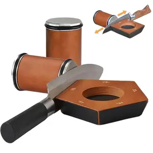 Rolling Knife Sharpener 2/4/5 angles Knife Sharpening Kit with Leather Strop and Two Extra Diamond & Stainless Steel Disc Rolling Knife Sharpener Kit Offers for Straight Edge Kitchen Traditional Blade