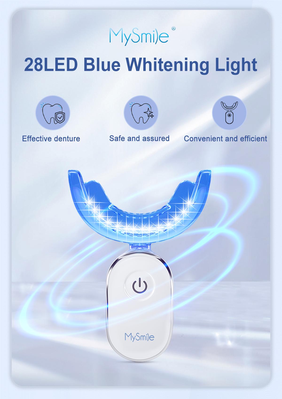 MySmile Pro Teeth Whitening Kit with LED Light (28x Bulbs) - 3 Gel Syringes & Tray | Non-Sensitive 10-Min Fast Whitening