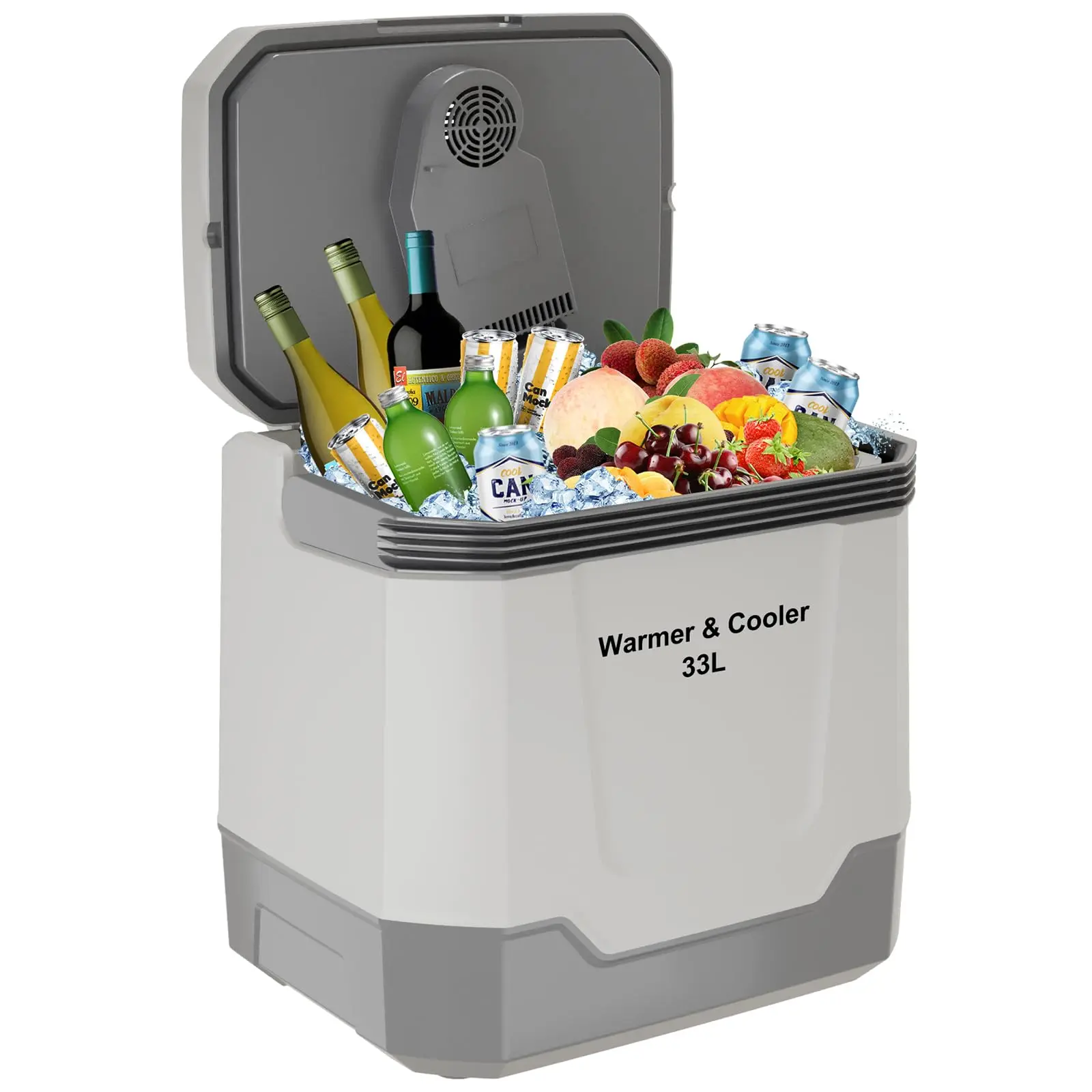 High-Efficiency Portable Car Refrigerator & Warmer – 35 Quart (33L) – Dual 12V/110V Power – Automatic Locking Handle – High-Density PU Insulation – Ideal for Camping, Travel, Vehicle Use