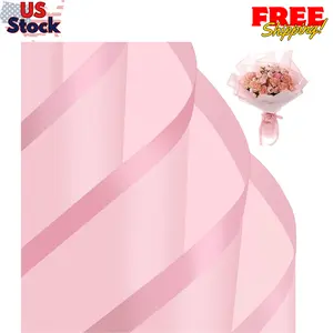 25 Sheets Pink Flower Bouquet Wrapping Paper, Waterproof