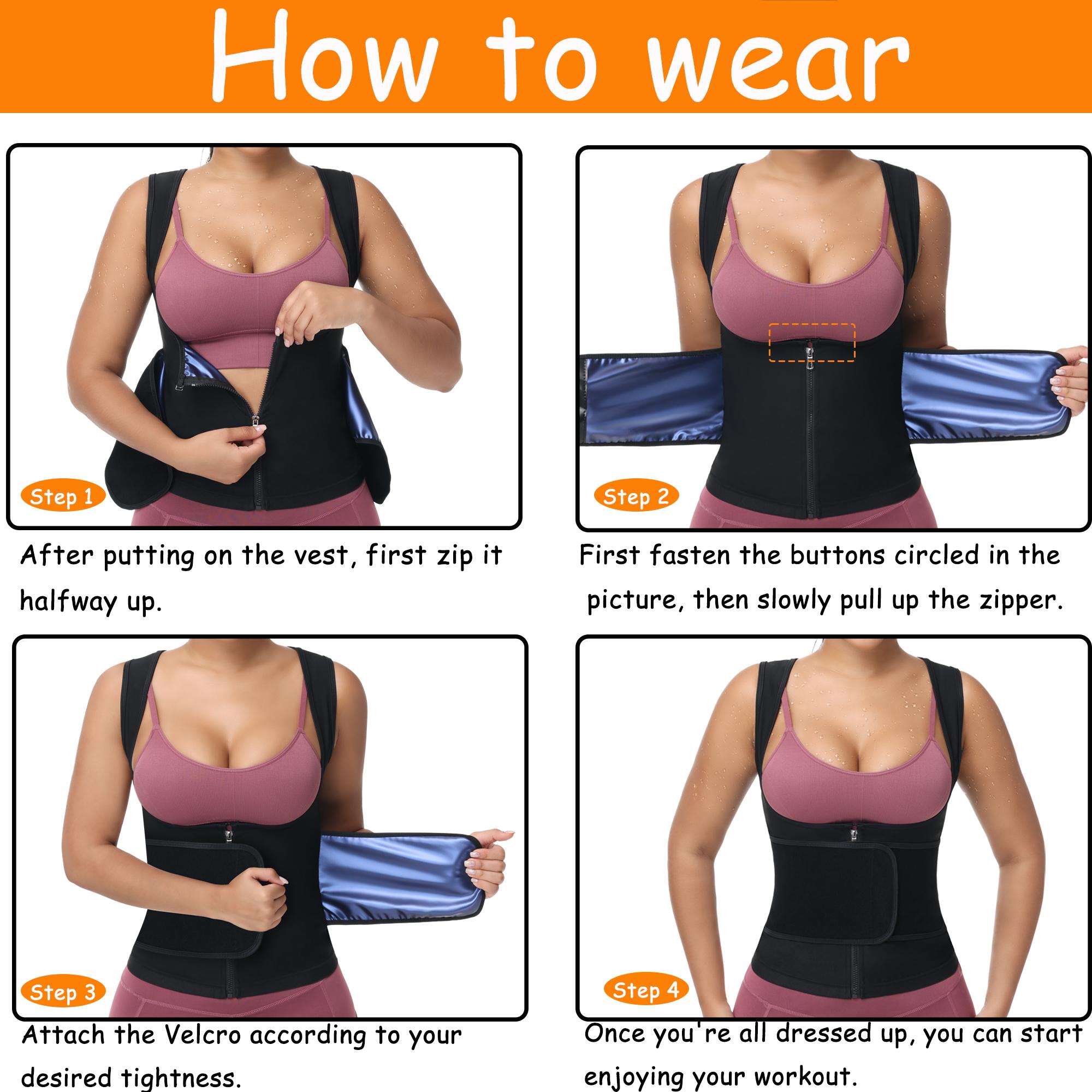 Women's Adjustable Zipper Sauna Tank Top, Tummy Control Shapewear Sleeveless Sauna Waist Trainer Vest Shirt for Women, Lady Workout Yoga Gym Exercise Clothing, Fajas Para Mujer