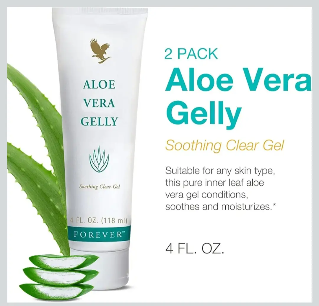 Forever Aloe Vera Gelly Pure Gel Skincare Moisturizer - Vegan, Gluten Free, Alcohol Free, Soothing, Conditioning, Sun Protection - 4 fl oz Tube, For Face/Body All Skin Types, Anytime Use, Consult Packaging, Soother, None