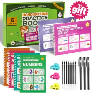 [Spring Glow-Up]2026 New Magic Grooved Writing Practice Books,Reusable paper Handwriting Workbooks, Copybooks,Box Pack For Kids Ages 3-8,Second Grade Educational Learning Tools,Kindergarten Prep,Spiral Notebook PenSet,Back-to-school Season