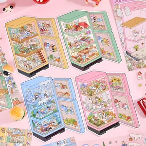 Fridge Town Sticker Scenes - 4 Scene Bundle with 12 PET Sticker Sheets and Free Tweezers