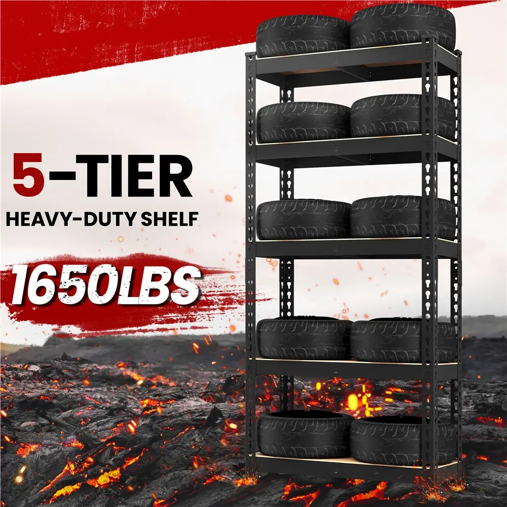 Costoffs 5-Layer Freestanding Boltless Metal Frame Storage Shelf Rack - Heavy-Duty Multi-Purpose Home Organizer with Gourd Buckle System, 386 lb per Tier Capacity for Kitchen, Garage Organization