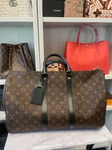 Pre-owned Louis Vuitton Leather & Coated Canvas Luggage Keepall Monogram 45