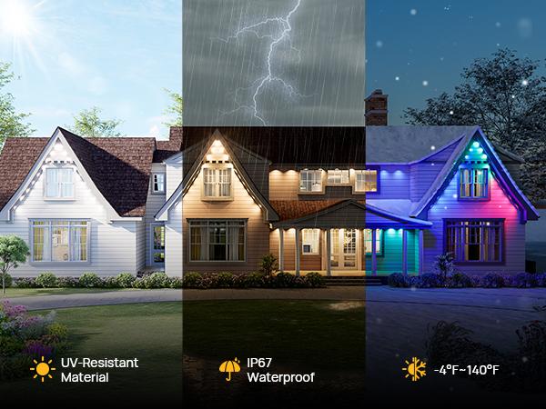 [Daily & Security Lighting] Linkind Smart Permanent Outdoor Lights 100ft RGBTW Christmas Lights 85 Scenes Modes IP67 Waterproof Alexa & Google Assistant Compatible for Daily Holiday Decorations