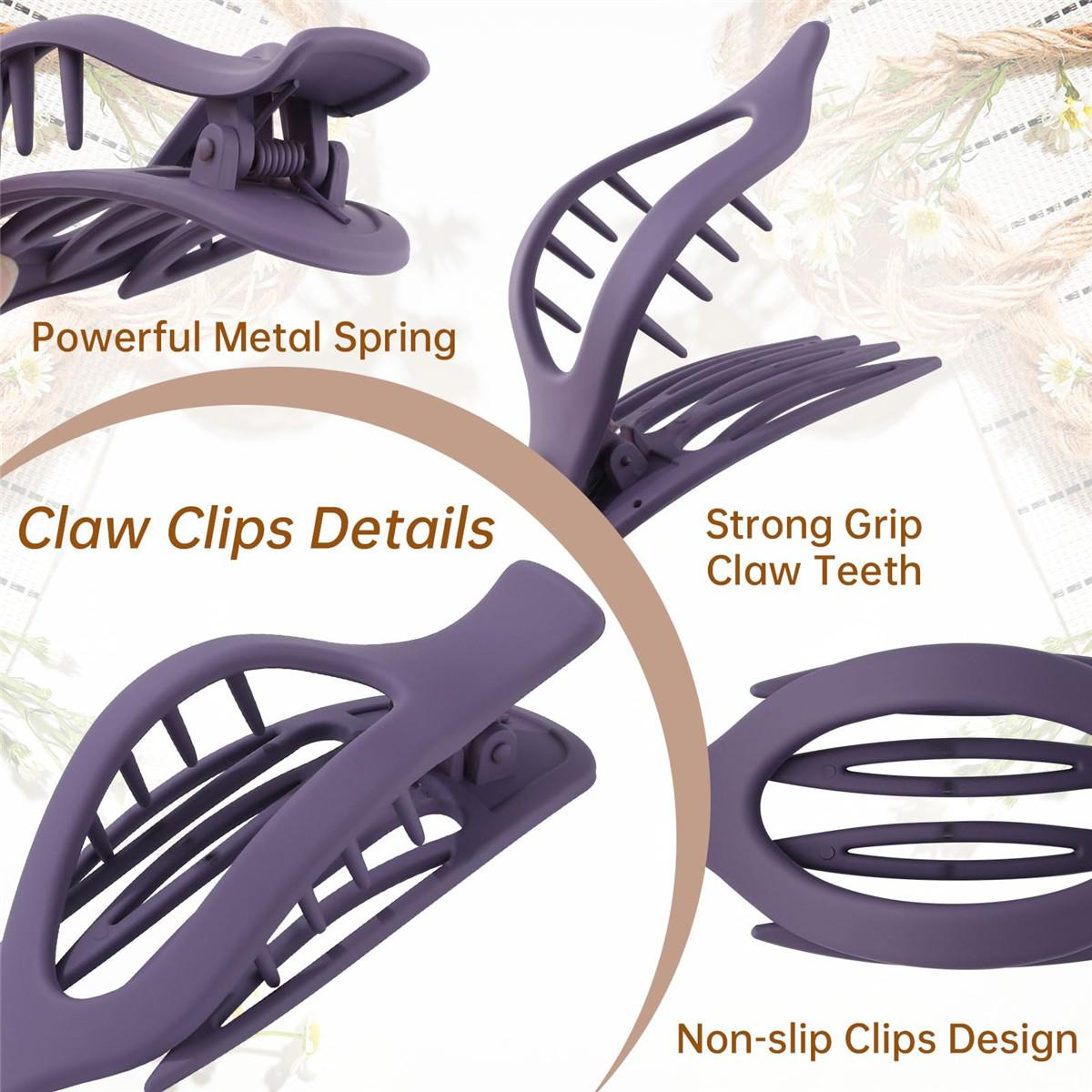 French Flat Hair Clips for Women - 6-piece suit Flat Claws for Thin Thick Hair Strong Hold No Slip Grip Hair Claw Clips Hairpins for Women Girls