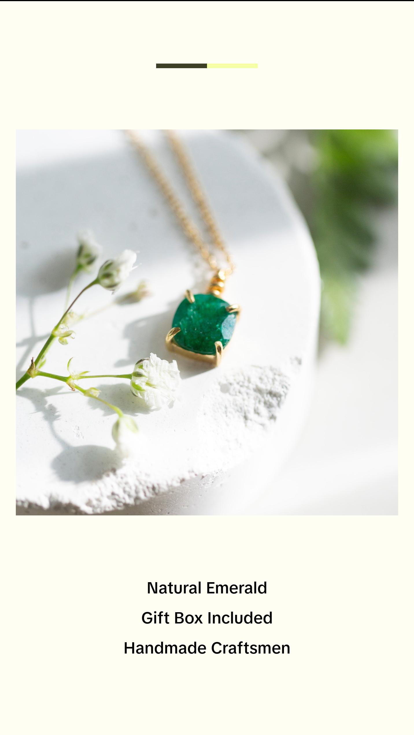 The Ashlynn Natural Emerald Necklace - 8mm, 16" Length, Handmade in USA