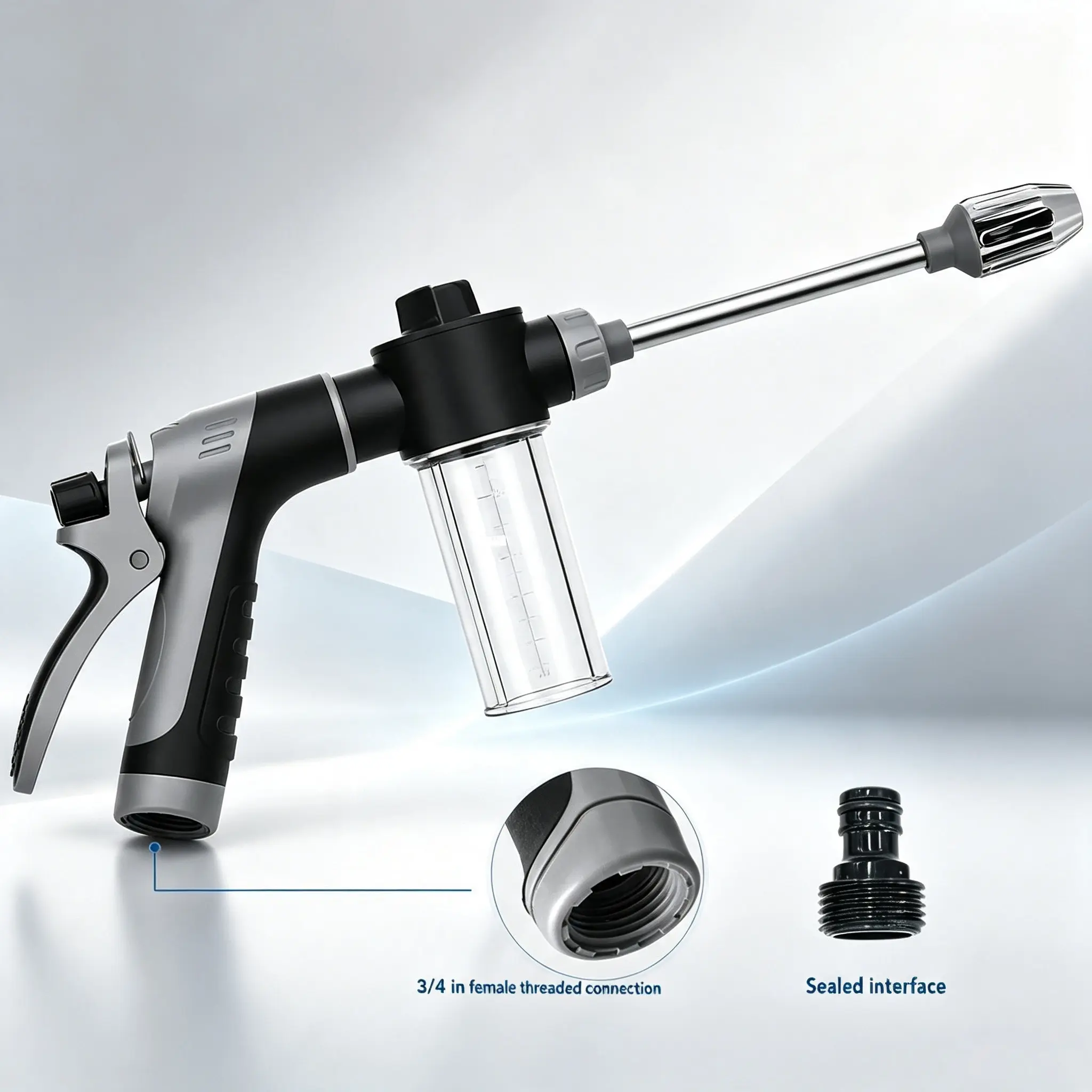 High-Pressure Car Wash Water Sprayer with Soap Dispenser, portable foam sprayers, garden hose nozzles,Garden Water Sprayer with Extension Rod and Rubber Handle, Household Car Wash Tool, Car Accessories,pet grooming, garden watering