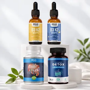 Bella All Natural Cleanse & Support Bundle - Liver Support + Extreme Detox Capsules + D3 K2 Day Drops + D3 K2 Night Drops