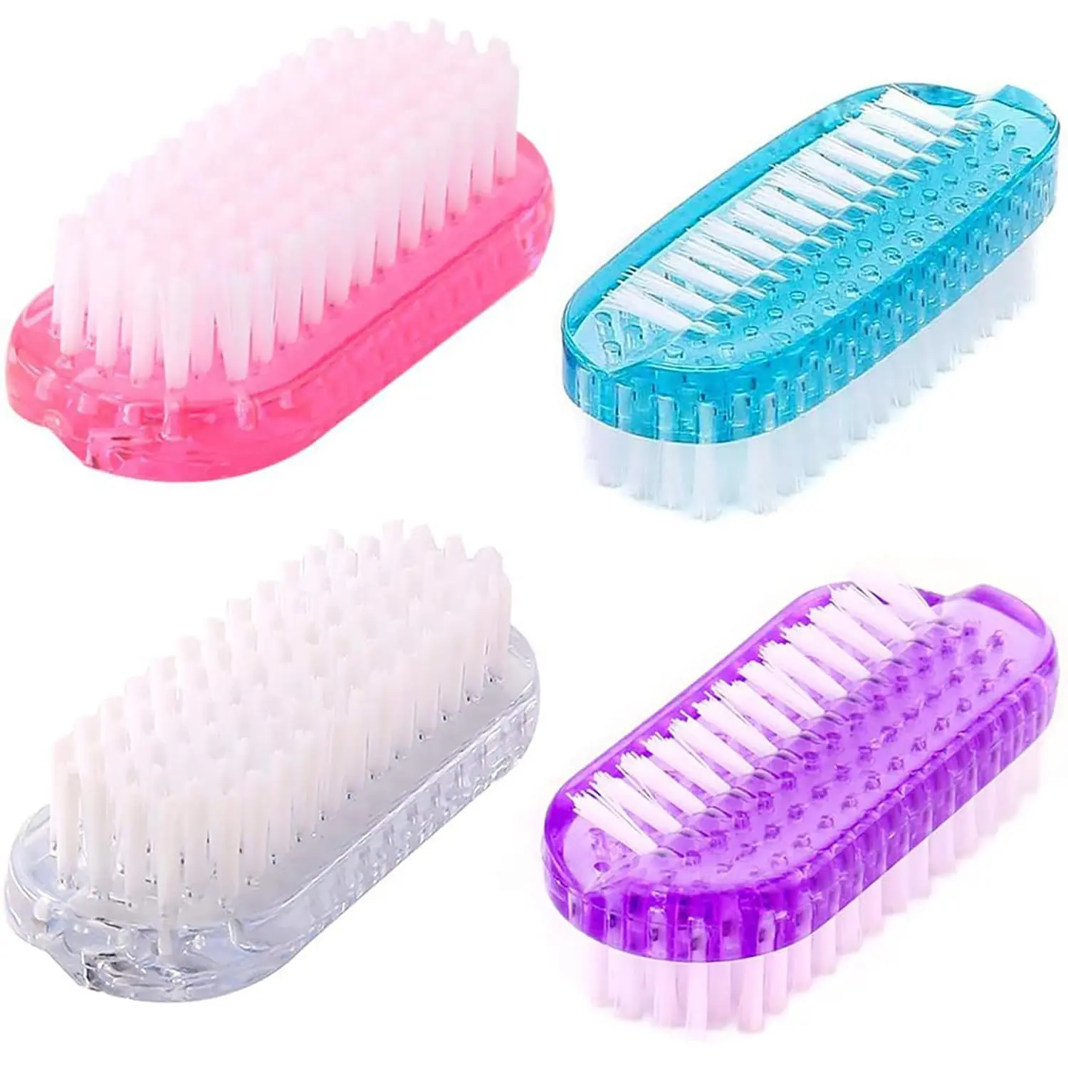 Nail Cleaning Brushes (4 PCS) - 2-Sided Manicure-Pedicure Scrub Brushes with Soft and Stiff Bristles for Fingernails, Toes, Women's and Men's Nail Care