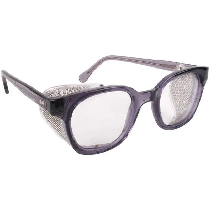 Bouton Traditional Safety Glasses Gray Frame Wire Side Shields Clear Anti-Fog Lenses