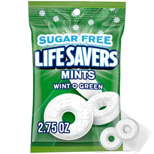 LIFE SAVERS Wint-O-Green Sugar Free Green Bag Individually Wrapped Breath Mints Hard Candy, 2.75 oz Bag
