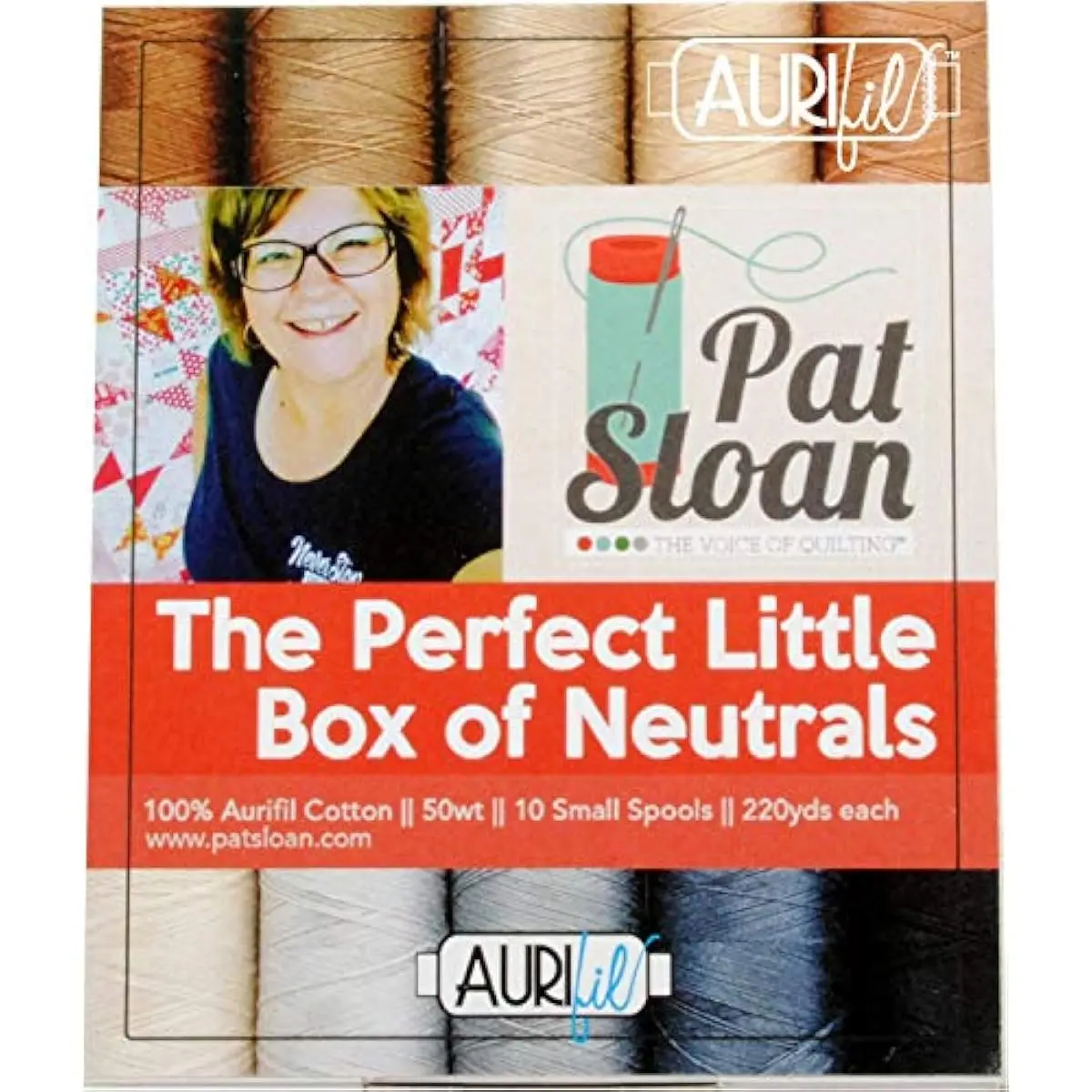 Pat Sloan The Perfect Little Box of Neutrals Aurifil Thread Kit (PS50PN10) - Sewing Machine Thread Supplies, Thread For Sewing Machine, Sewing Threads For Sewing Machine