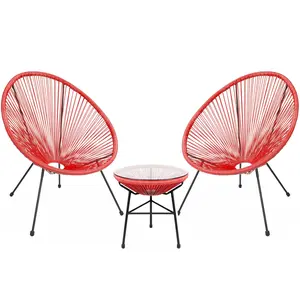 Barton 3 PCS Rattan Patio Bistro Set Outdoor Acapulco Chair Set All-Weather