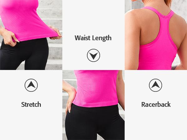 Attraco Women Ribbed Tank Top Workout with Built in Bra Yoga Racerback Crop Tops Tight Fit Lightweight Activewear Soft Breathable Vest
