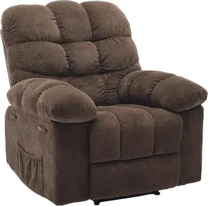 Brown Manual Recliner Chair,Ergonomic Overstuffed Breathable Fabric Reclining Chair with Side Pockets,q235 Steel Frame Lazy Boy Recliner Single Sofa for Living Room Bedroom