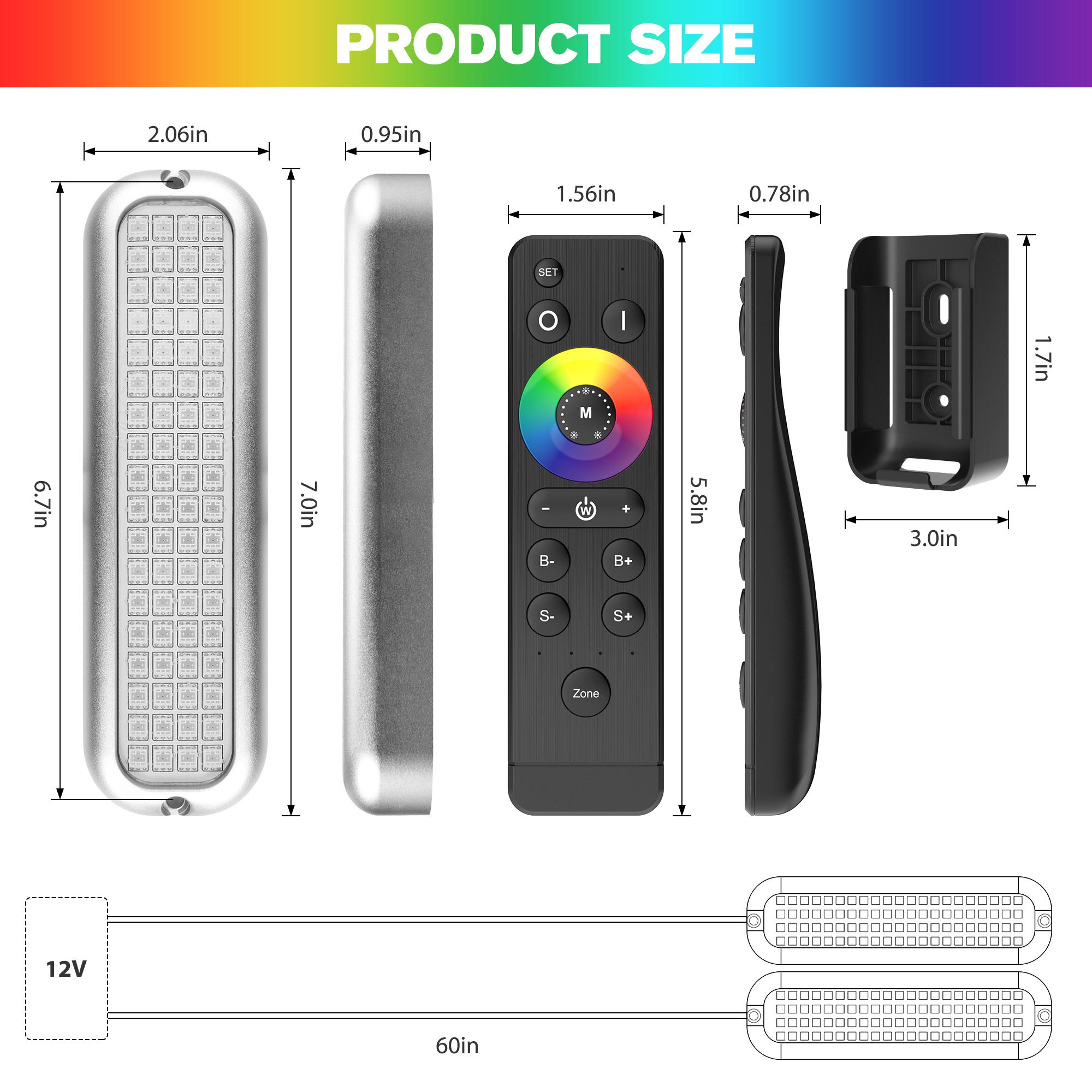 HUSUKU Wireless RGB Underwater Boat Lights, GT Series, DC12V, MAX 120W 12000LM, IP68, All-Metal Body, Wireless Grouping & Control Auto-Sync, Powerful for Yacht Boats Docking Transom