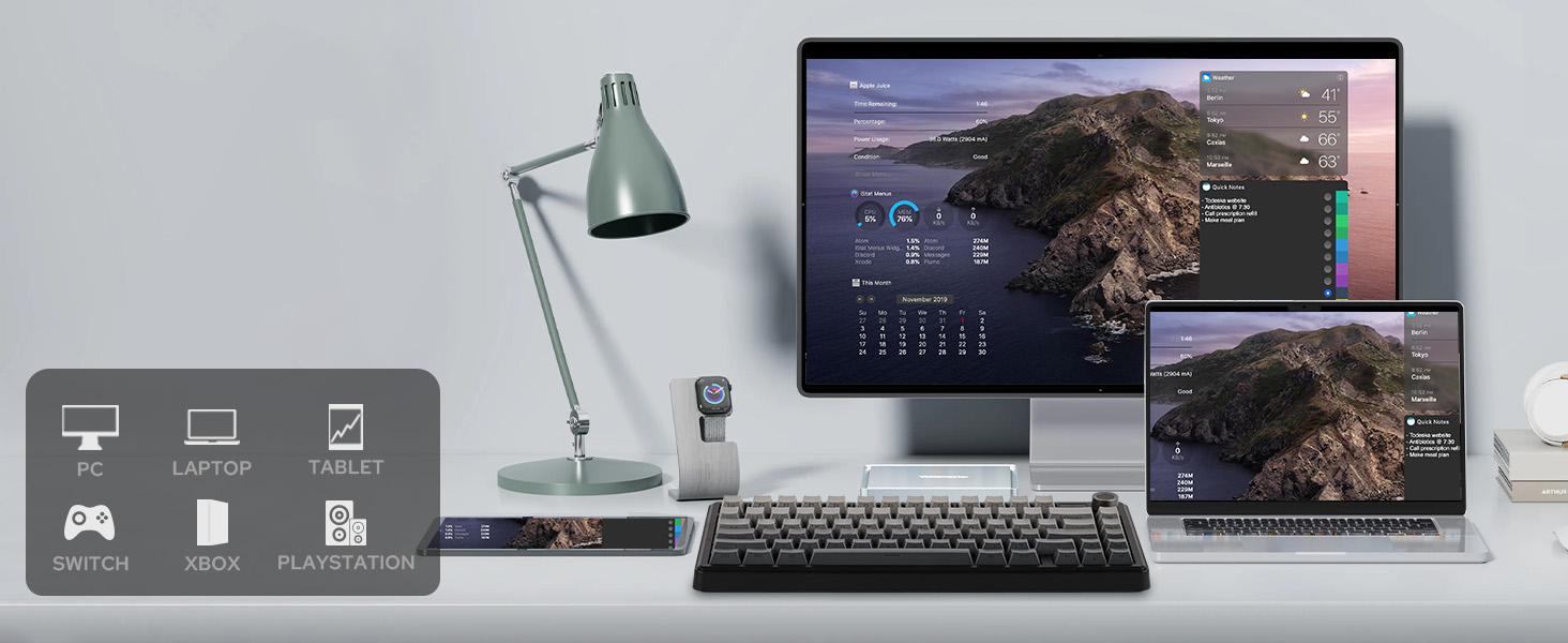 New Aula F75 MAX Wireless Mechanical Keyboard with TFT Screen and Knob, Gasket Gaming Keyboard in 75% Layout, Hot Swappable, RGB Backlight, for PC/Mac/Linux (Black Gradient)