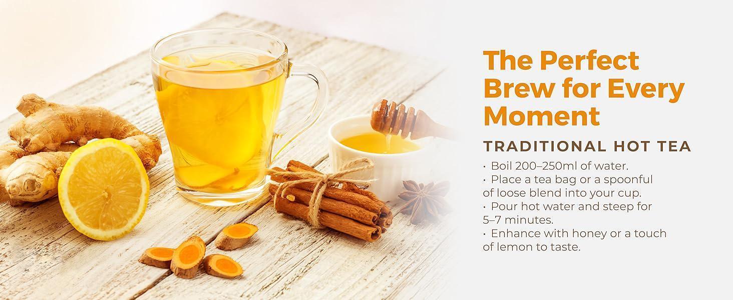 Turmeric Ginger Cinnamon Tea, Handcrafted Herbal Blend – Caffeine Free, Light Digestive Comfort, Enjoy Hot, All-Natural