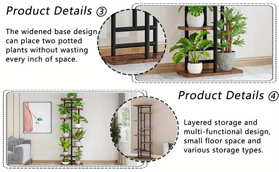 Plant Stand Indoor 8 Tier 9potted Metal Plant Shelf White Plant Holder Large Plant Rack for Mutiple Plants Pots for Patio Garden Corner Balcony Living Room, Standing Shelf