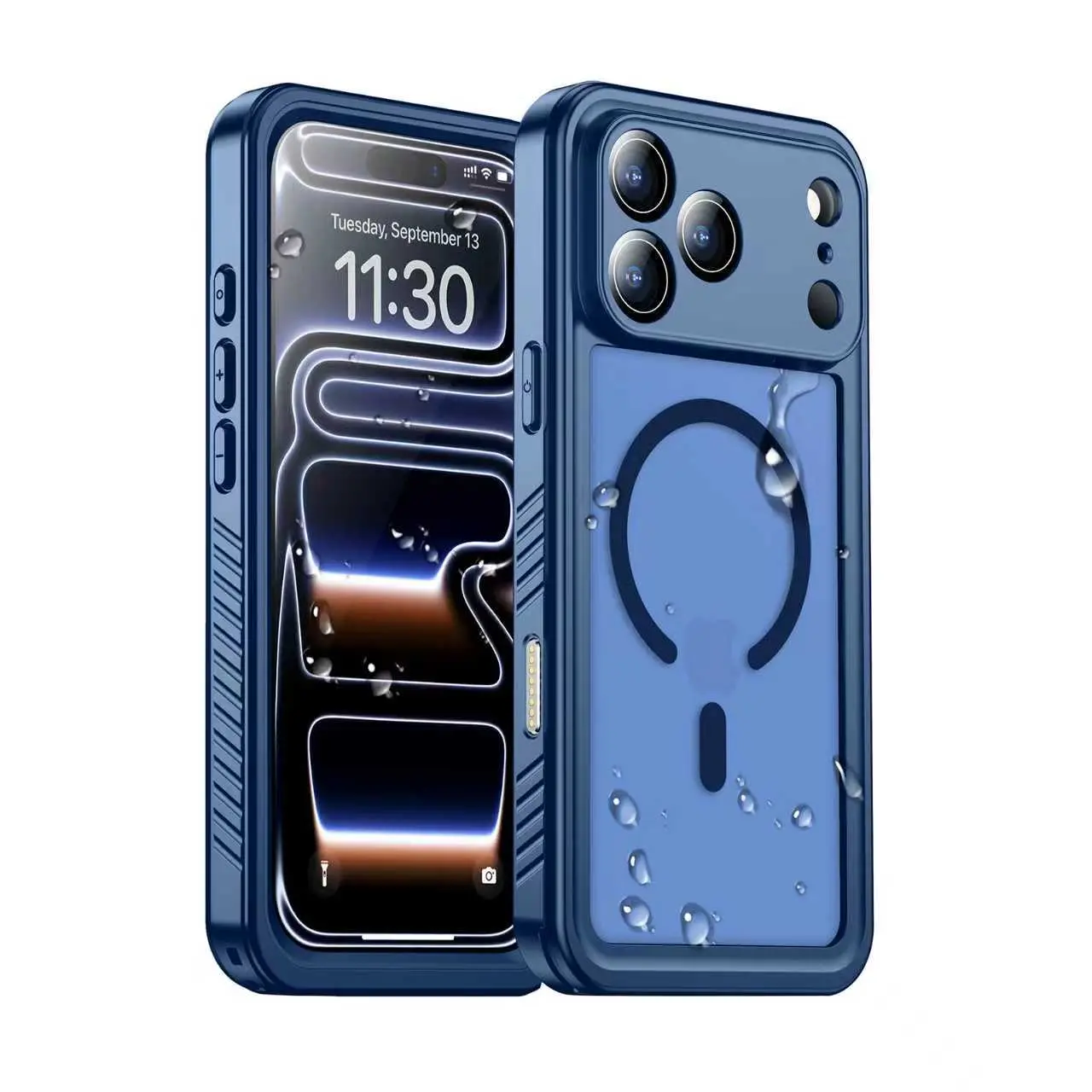 Temdan Magnetic Full Body Phone Case for iPhone 17 Pro Max (6.9"), IP68 Waterproof Accessory with Built-in Screen Protector, Military-Grade Crash-Proof, MagSafe-Compatible Translucent Shockproof Cover - 360° Protection,back to school,back to school haul