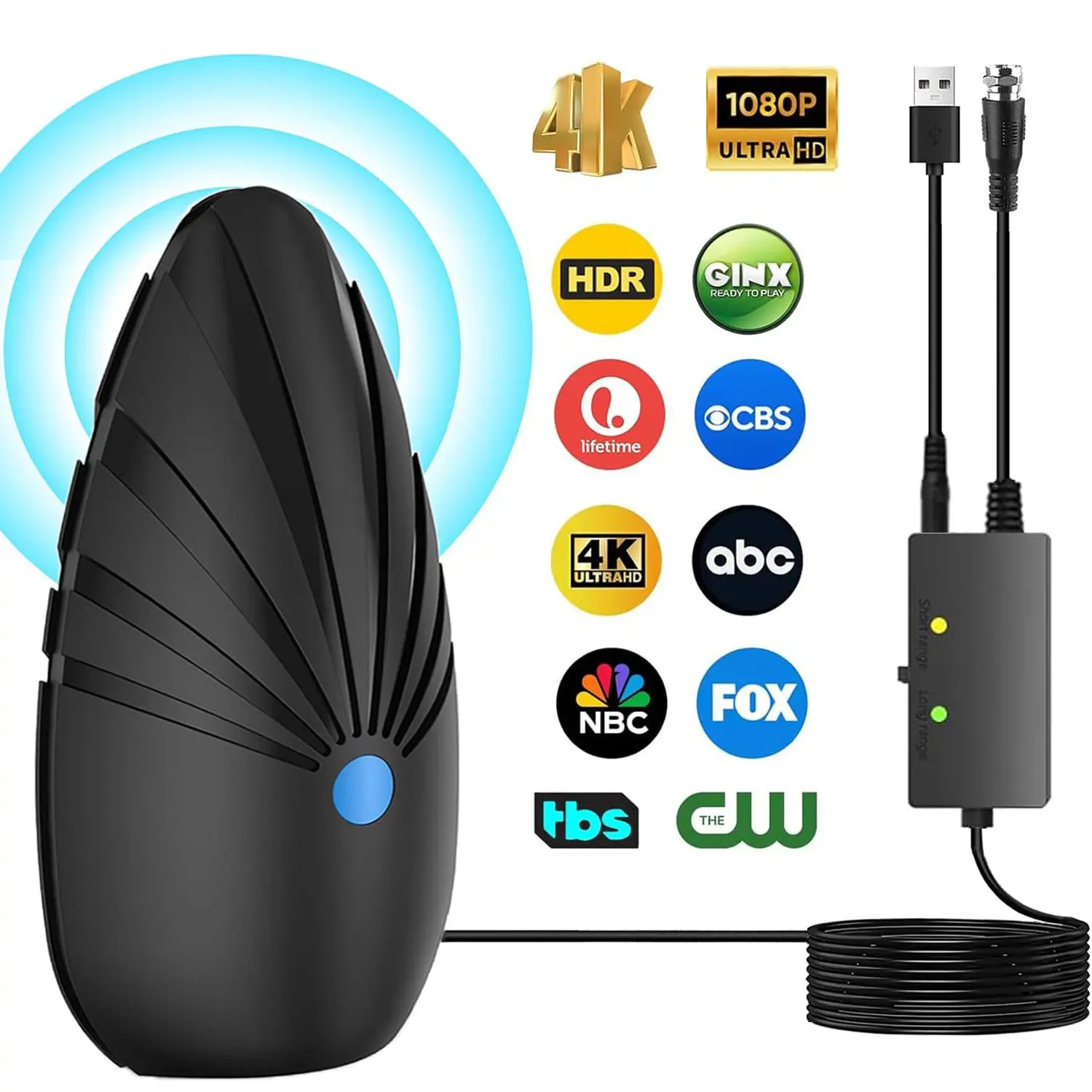 2026 Digital TV Antenna For Indoor 360° Receive HD Channels 1080P Smart TV Compatible TV Antennas