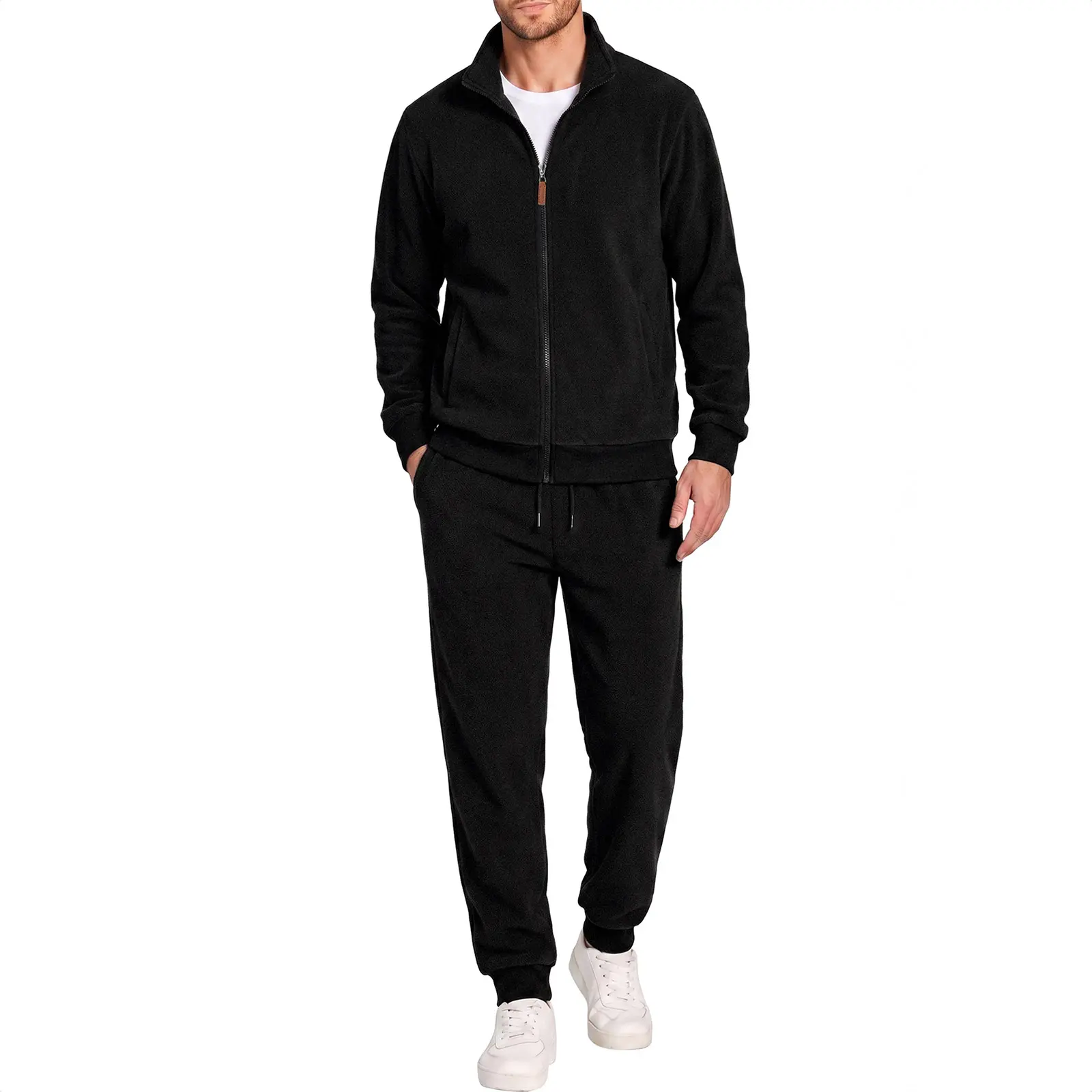 JMIERR Men's Zip Track Suits Sweatsuits Fuzzy Fleece 2 Piece Outfits Set | Men's Fuzzy Fleece Couple Outfit Full Zip Long Sleeve Sweatshirt and Joggers Sweatpants Matching Sets Fall Winter Clothing