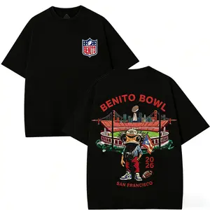 MEOD Benito Bowl 2026 Vintage Washed Graphic Tee, Funny Football Bad Bunnie Anime Design Shirt, Team Benito Shirt, Here For The Benito Bowl The Best Haft Time