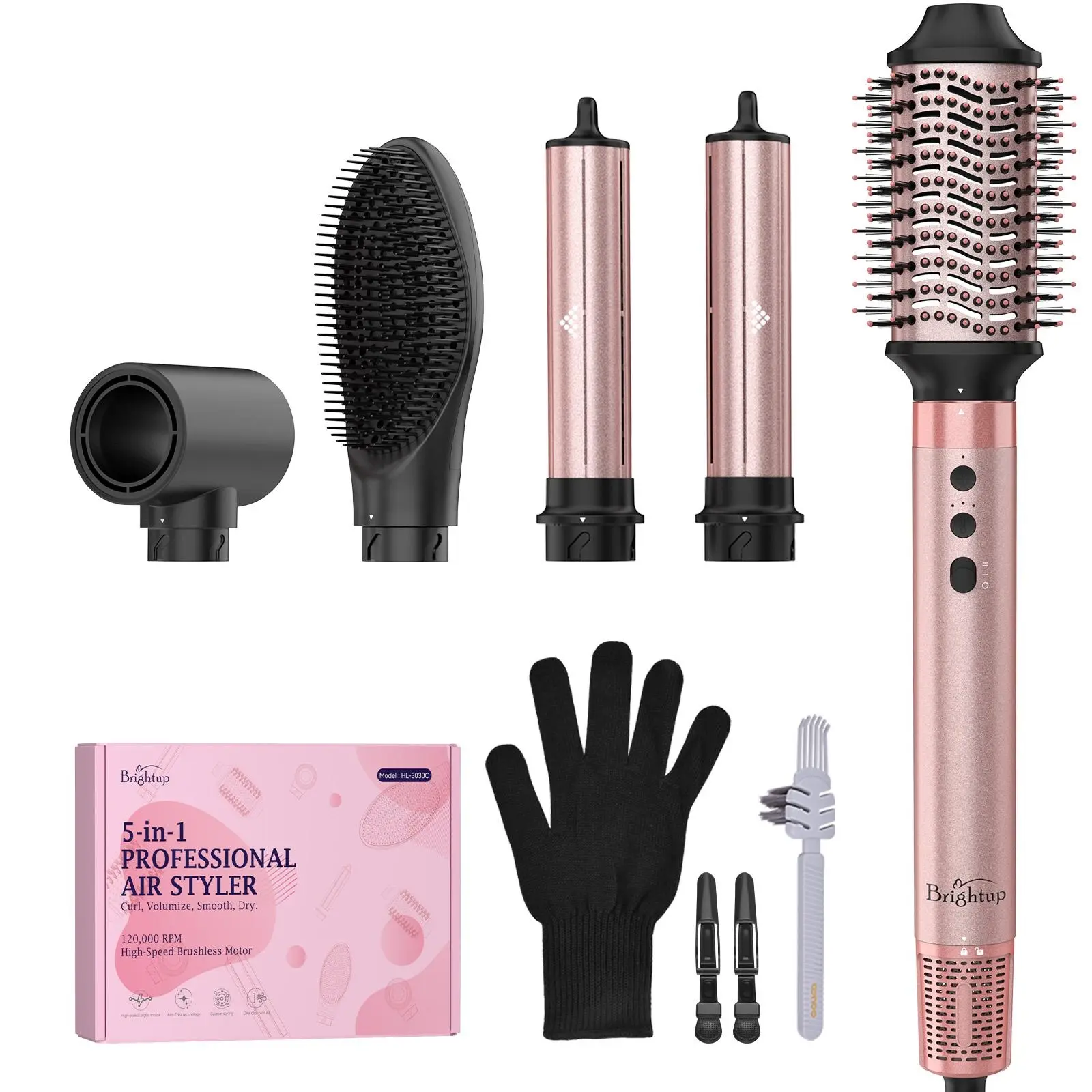 Brightup 5-in-1 Hair Styler & Dryer Brush Set with Automatic Air Curler for Beach Waves, Volumizing & Fast Drying, Blow Dryer Combo Curlers & Straighteners, Automatic Curl Iron Curlers & Straighteners tiktokshopbacktoschool