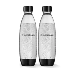 SodaStream 1L Slim Dishwasher Safe Bottles Twin Pack - Black