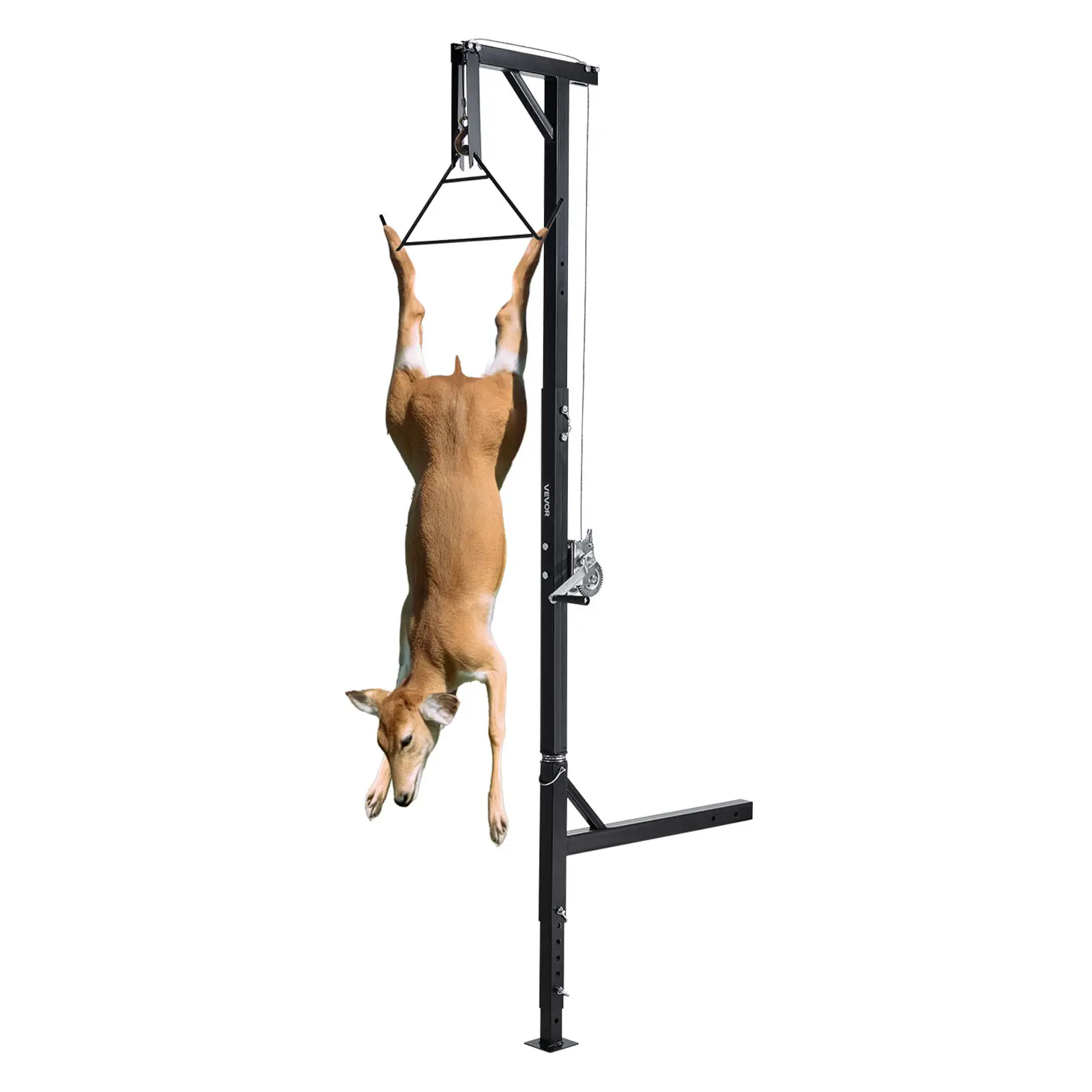 【SummerFinds】VEVOR Truck Hitch Game Hoist, 400 lbs Load Capacity, Hunting Deer Hoist with 2-inch Receiver, 360-Degree Swivel Shaft & Adjustable Height, Includes Gambrel Winch for Skinning & Cleaning Game
