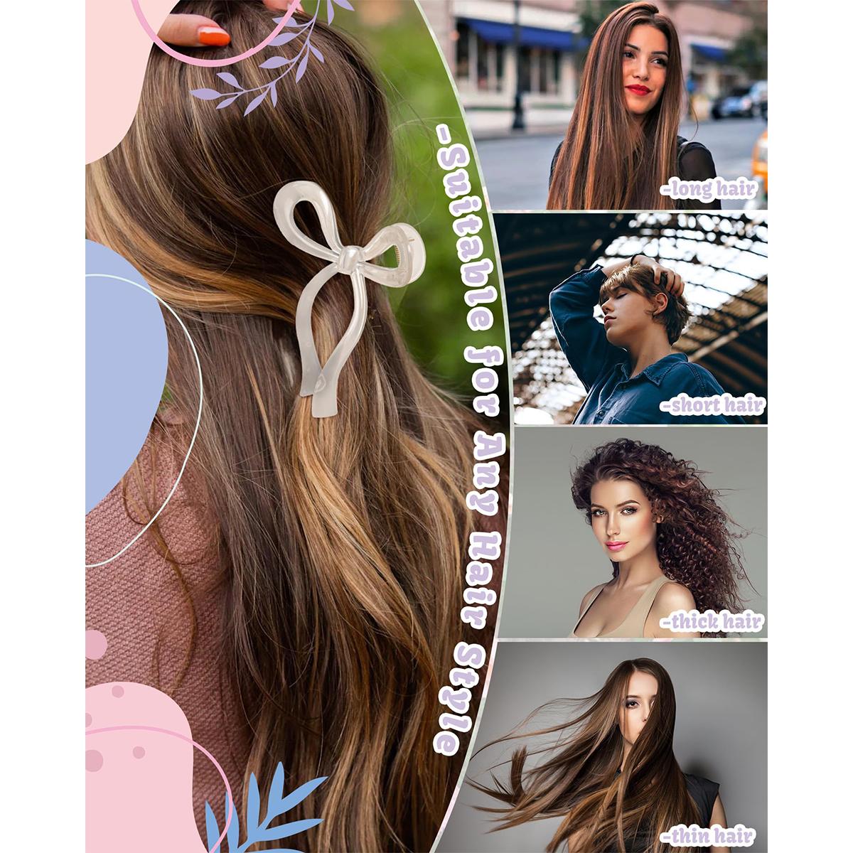 4-Piece Suit Bow Hair Clips Claw Clip for Women Girls Nonslip Large Hair Claw Clips for Thin and Thick Hair 4-Piece Suit Bow Hair Clips Claw Clip for Women Girls Nonslip Large Hair Claw Clips for Thin and Thick Hair