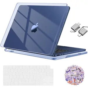 MOSISO Compatible with MacBook Air 15 inch Case 2025 2024 2023 Release M4 A3241 M3 A3114 M2 A2941, Surpass Natural Beauty Plastic Hard Shell Case&Keyboard Cover&Laptop Decals&Type C, Crystal Midnight