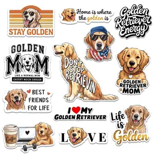 COMBO 12 PCS Golden Retriever Stickers Pack, Cute Dog Vinyl Decals with Funny Quotes for Golden Moms, Dog Lovers, and Pet Gift Ideas