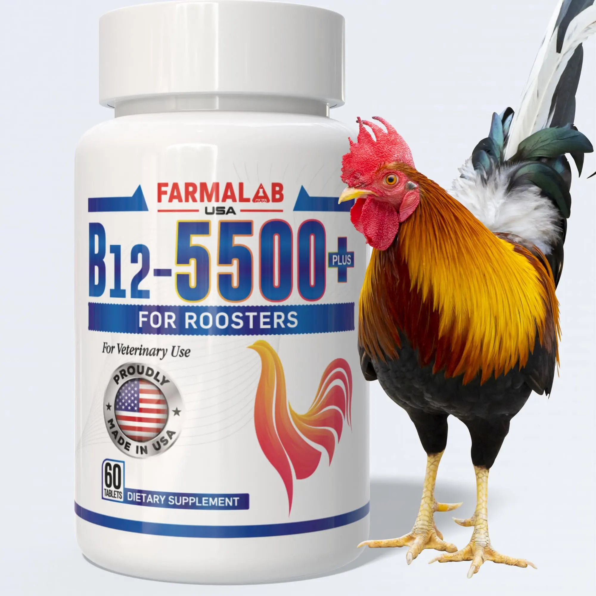 Farmalab B12 5500 Plus Poultry Health Supplement for Roosters & Hens, Gamefowl