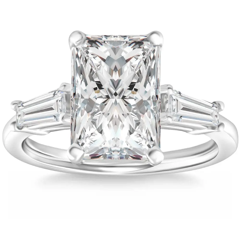Certified 4.75Ct Radiant Cut Baguette Diamond Engagement Ring 14k Gold Lab Grown Certified 4.75Ct Radiant Cut Baguette Diamond Engagement Ring 14k Gold Lab Grown