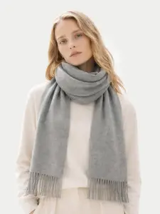 Premium Mongolian Cashmere Fringed Scarf - Lightweight & Warm
