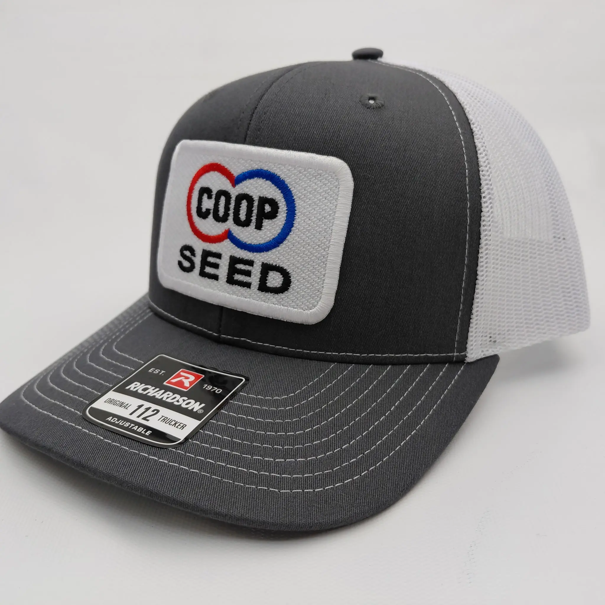 Richardson 112 Co-Op Seed Gray and White Snapback Casual Hat, Stylish Fashion Accessory for Daily Wear, Hats Snapback