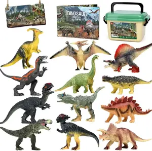 Dinosaur Toys for Kids 3-5, 12 Pack Realistic Plastic Dinosaur Figure Set Including T-Rex, Stegosaurus, Monoclonius, Dino Toys for Boys 5-7 Party Favors, 6 to 7 Inch Large Size