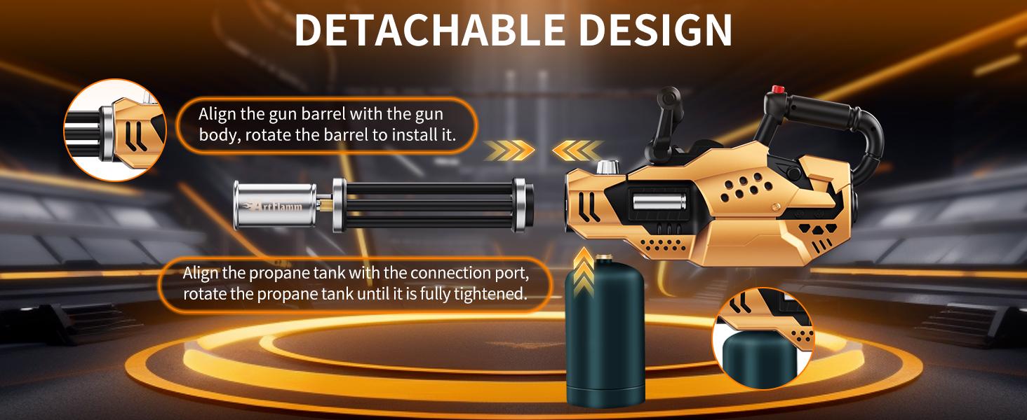 ARTFLAMM Powerful Propane Torch , Kitchen Blow Torch Gun with Adjustable Flame, Detachable Cooking Torch for Searing Steak, Camping, BBQ, Welding (Tank Not Included)