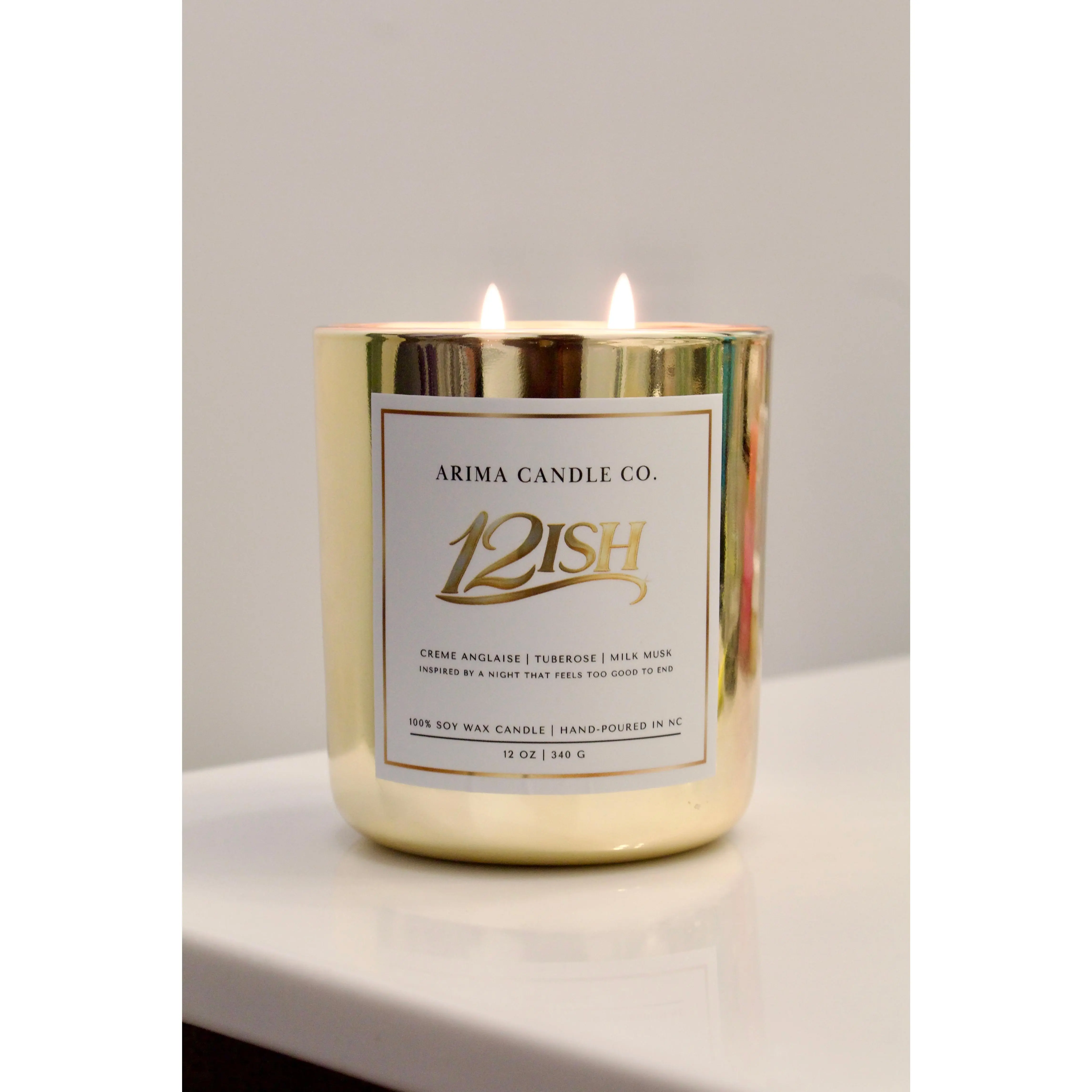 12-ish | Vanilla & Tonka Scented Soy Wax Candle, 12 ounces