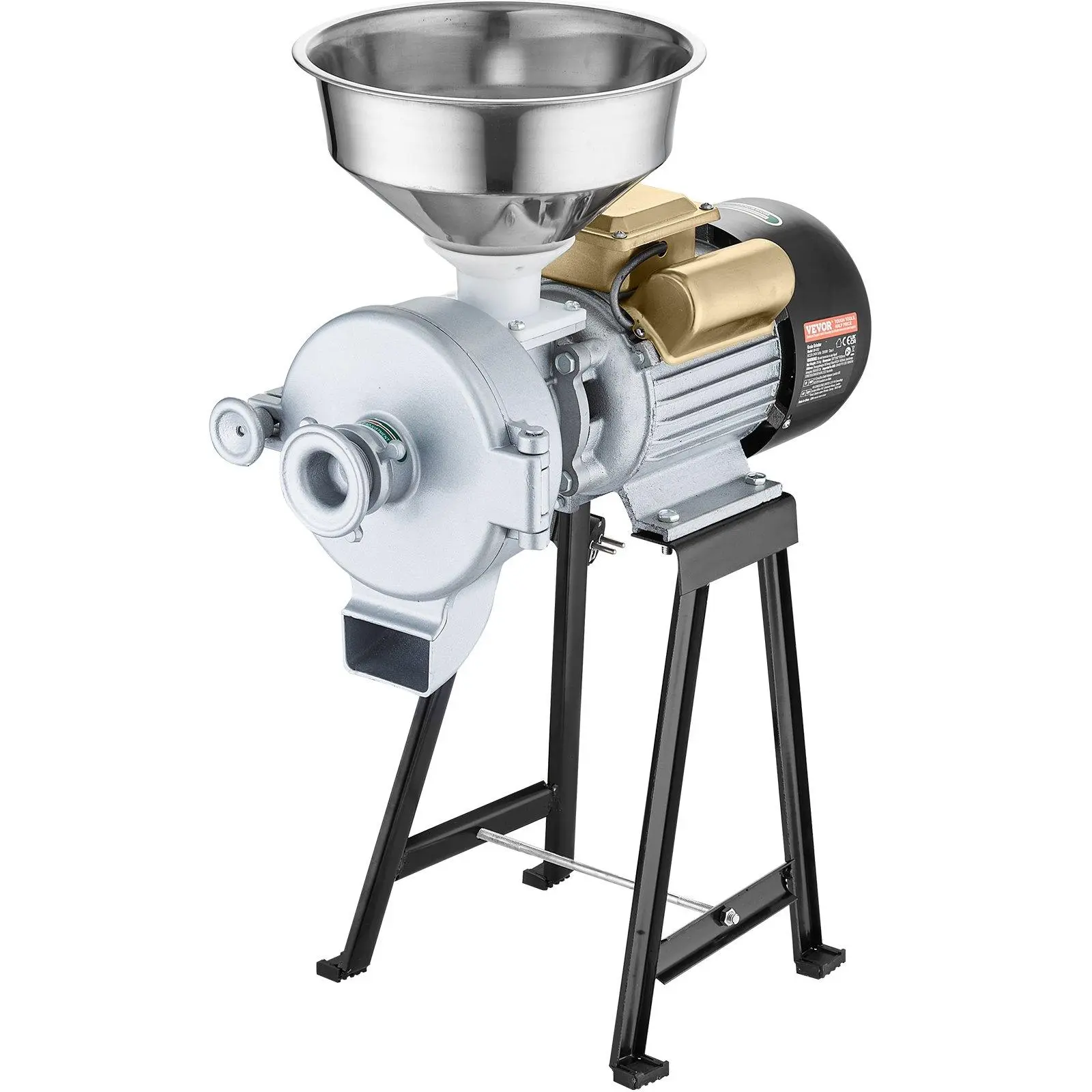 Electric Grain Mill Grinder, 3000W Spice Grinders, Commercial Corn Mill with Funnel, Thickness Adjustable Powder Machine, Heavy Duty Feed Flour Cereal Mill Wheat Grinders, Dry & Wet Grinder