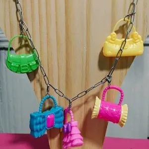 Stainless Steel Paperclip Charm Purse Barbie Necklace